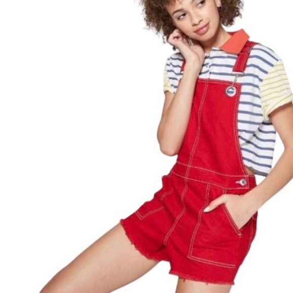 wild fable Pants - Wild Fable red shortalls with utility pockets.